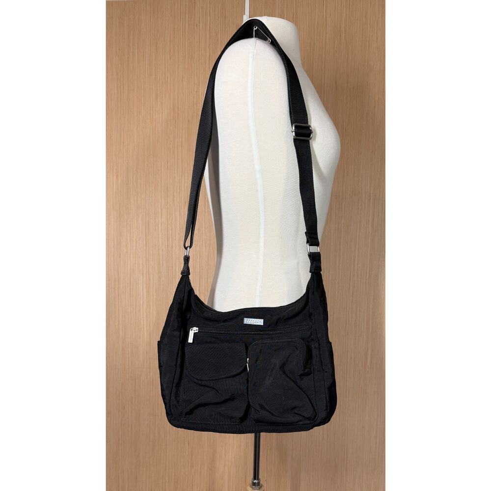 Baggallini Everyplace Crossbody Purse Shoulder Bag Black Nylon Gray Lining - Picture 2 of 7